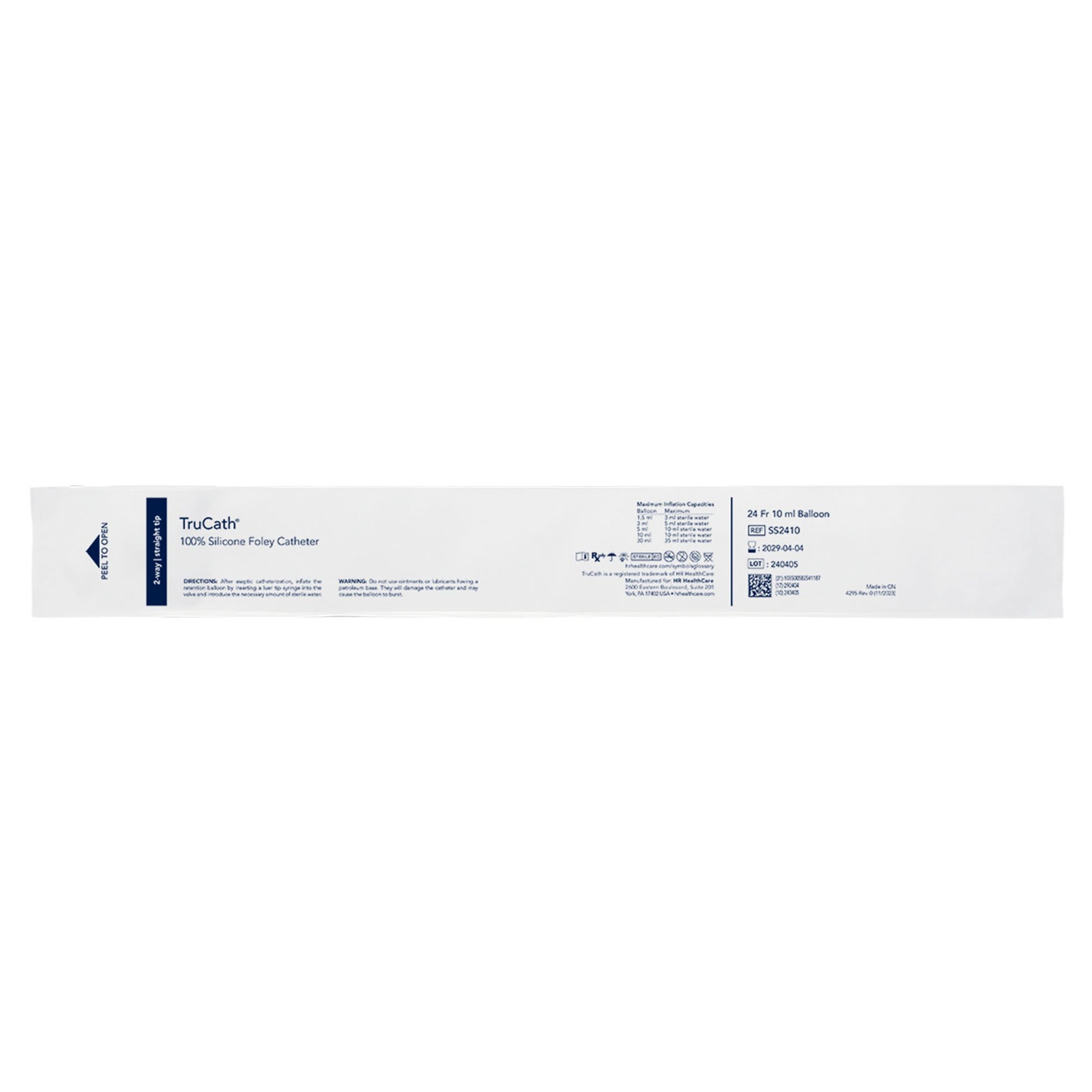 Catheter, TruCath, 100% Silicone Foley Catheter, 2-Way, 10ml Balloon, 24fr, 12ea/cs