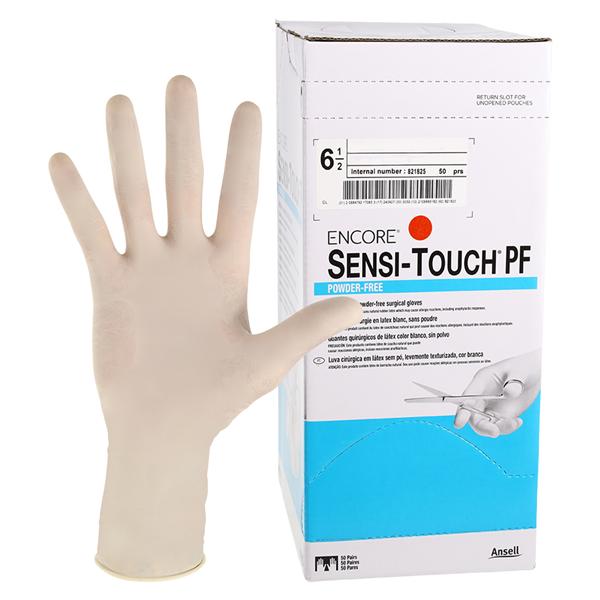 Surgical Gloves, Powder-Free (PF), Latex, Beaded, Size 6.5, 50 pr/bx, 4 bx/cs (50 cs/plt) (US Only)