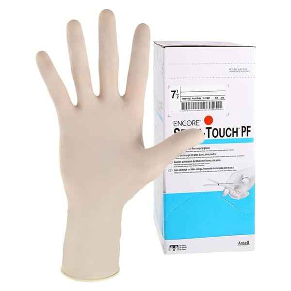 Surgical Gloves, Powder-Free (PF), Latex, Beaded, Size 7.5, 50 pr/bx, 4 bx/cs (50 cs/plt) (US Only)