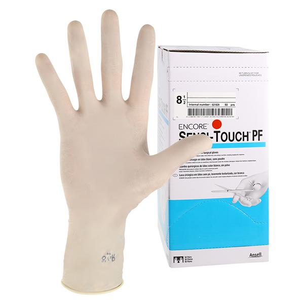 Surgical Gloves, Powder-Free (PF), Latex, Beaded, Size 8.5, 50 pr/bx, 4 bx/cs(US Only)