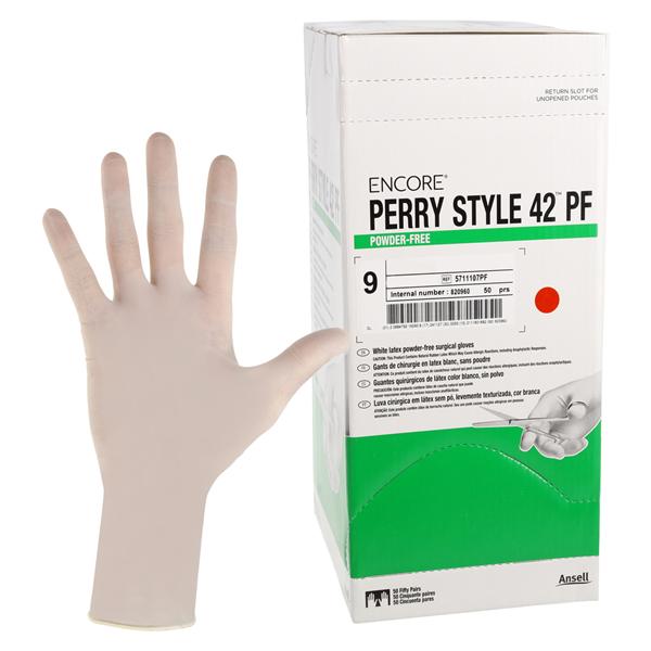Surgical Gloves, Powder-Free (PF), Latex, Beaded, Size 9, 50 pr/bx, 4 bx/cs (US Only)