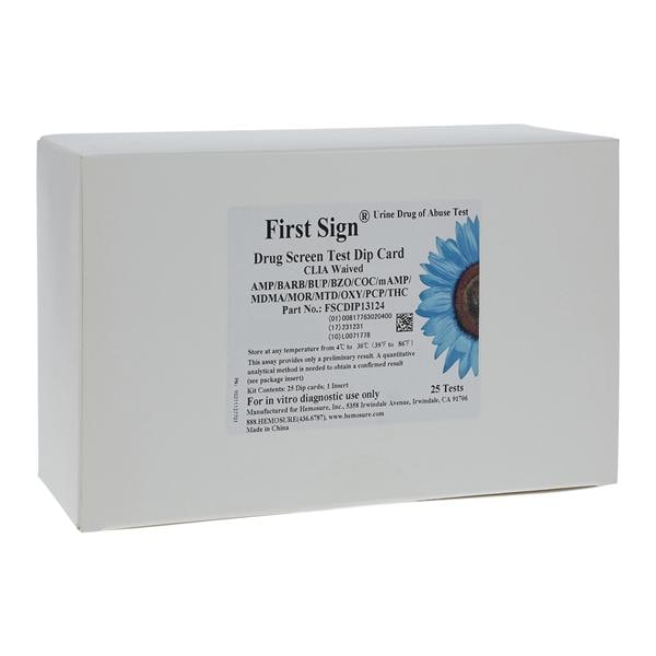 12 Panel Dip Card - AMP/BARB/BUP/BZO/COC/mAMP/MDMA/MOR/MTD/OXY/PCP/THC, 25/bx