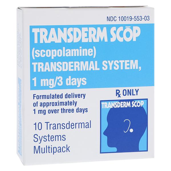 Transderm Scop Scopolamine Patch, 1.5mg/3 Day, 10/pk (Rx) (Continental US Only) (Product Access Restricted. Check with your sales rep to verify eligibility)