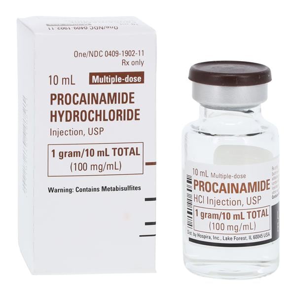 Procainamide Hydrochloride Injection, USP, 100 mg/ml, 10 ml Vial, Multiple Dose, Glass Fliptop Vial, 25/cs