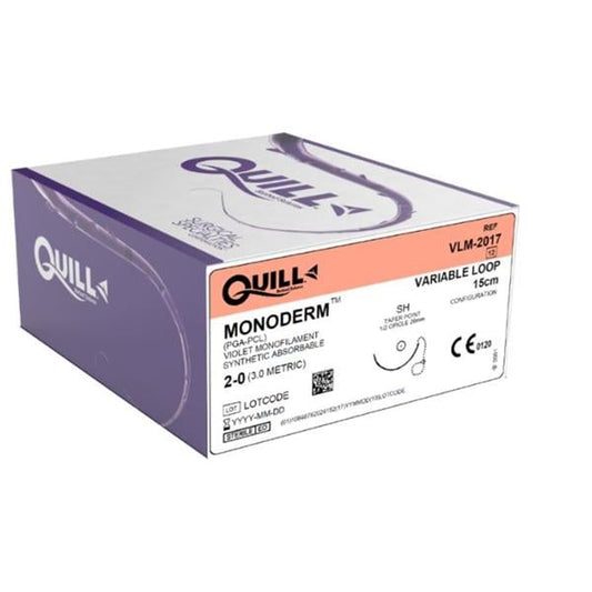 Monoderm Violet Suture, Taper Point, Size 2/0, 15cm, 26mm, 1/2 Circle, 12/bx
