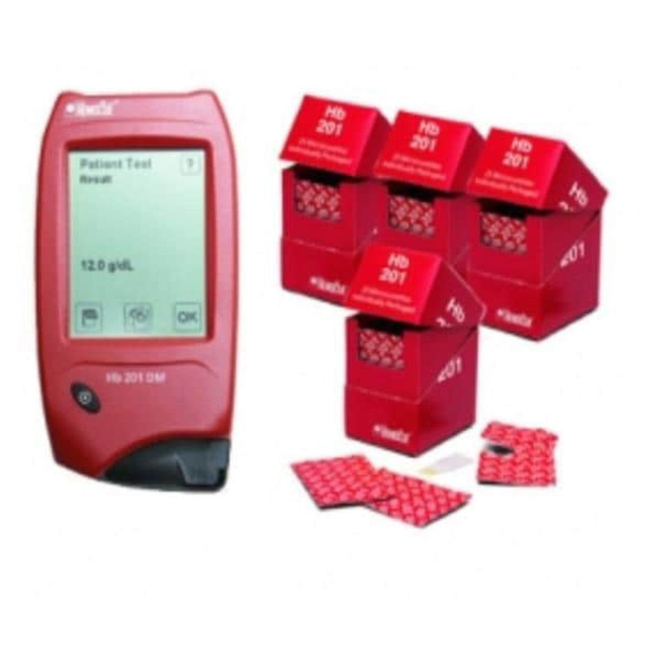 Hb 201 DM Analyzer (g/dL) with 201 DM 6 Volt AC Adapter, Plug to U.S. Adapter, Hb 201 Individually Packaged Microcuvettes, 100/bx (Promo: 1/1/18 - 12/31/25) (Continental US Only - including Alaska & Hawaii) (DROP SHIP TO END-USER ONLY)
