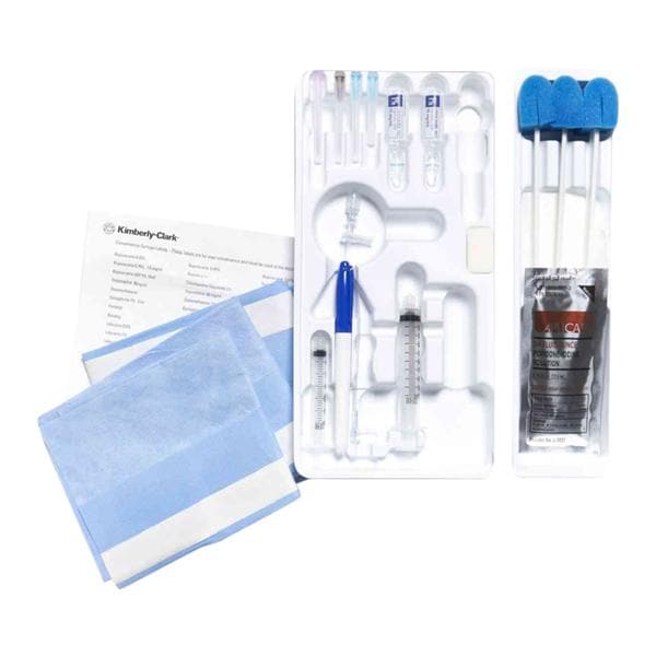 Universal Block Tray Contents:  Contains No Drugs  - 16g Hypo, 25g  Hypo, 10cc Syringe, 5cc Syringe, 3x3 Gauze Pads, 22"x28" Oval Fenestrated Blue Drape, 12" Minibore Extension Set, Blue Skin Marker, Drug Cup, Stainless Steel Pointer, 10/cs