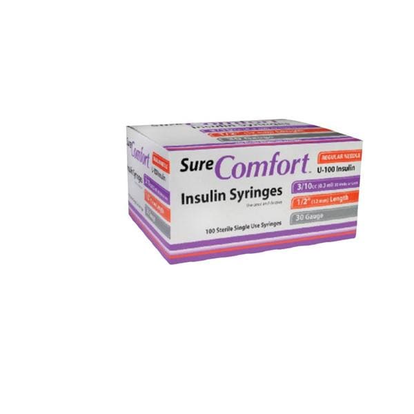Insulin Syringe, 31Gx1/4", 3/10cc , 100/bx, 5bx/cs, 6cs/ct