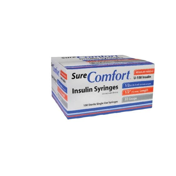 Insulin Syringe, 31Gx1/4", 1/2cc , 100/bx, 5bx/cs, 6cs/ct