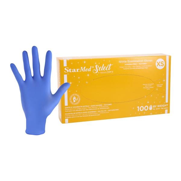 Exam Glove, Nitrile, Powder-Free (PF), Textured Fingertips, Beaded Cuff, X-Small, 100/bx, 10 bx/cs (80 cs/plt)