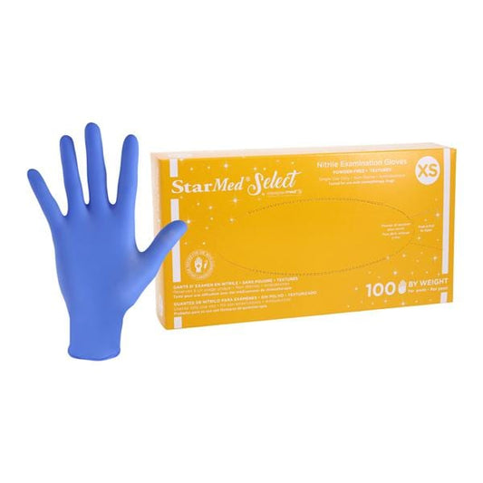 Exam Glove, Nitrile, Powder-Free (PF), Textured Fingertips, Beaded Cuff, X-Small, 100/bx, 10 bx/cs (80 cs/plt)