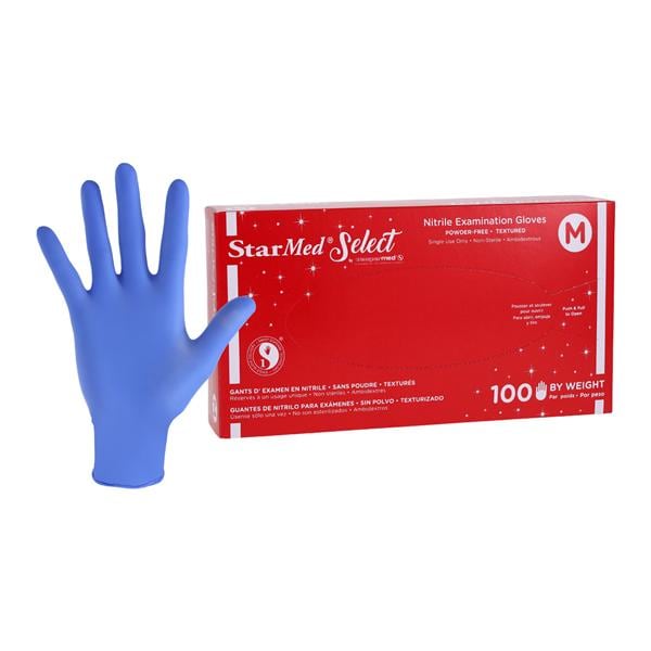 Exam Glove, Nitrile, Powder-Free (PF), Textured Fingertips, Beaded Cuff, Medium, 100/bx, 10 bx/cs (96 cs/plt) (To be DISCONTINUED)