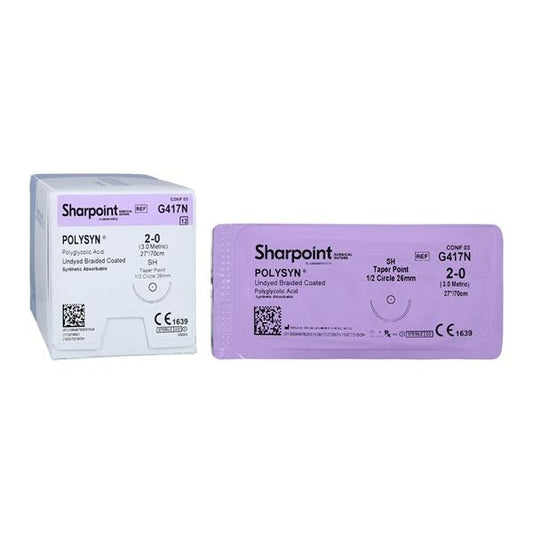 2-0 PolySyn Suture, Undyed, 1x27", SH, 12/bx