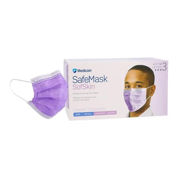 Procedure Earloop Mask, ASTM Level 3, Lavender, 50/bx, 10 bx/cs (Not Available for sale into Canada)