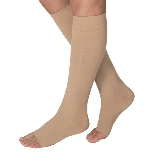 Compression Hose, Knee High, 15-20 mmHG, Open Toe, Petite, Natural, Large (Continental US Only)