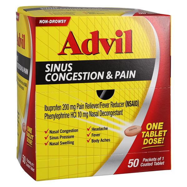 Advil Sinus Congestion & Pain, 200mg/10mg, 50/bx, 24 bx/cs