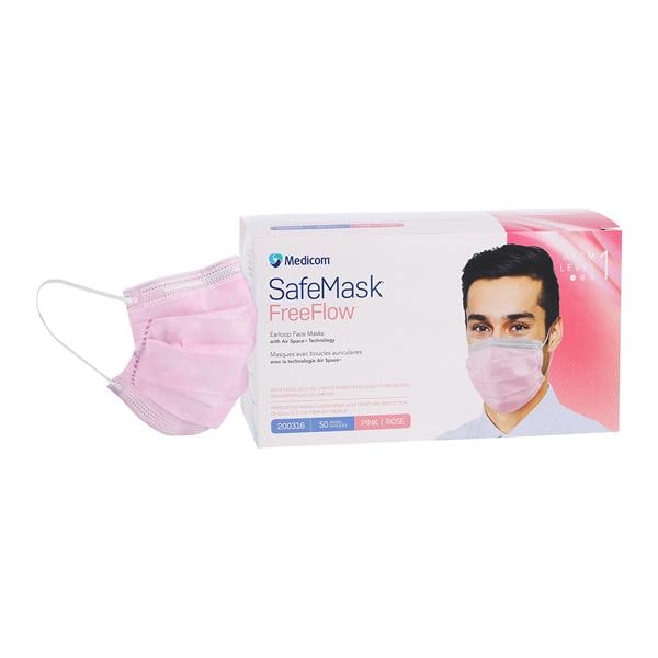FreeFlow Face Mask, ASTM Level 1, Pink, 50/bx, 10 bx/cs (Not Available for sale into Canada)