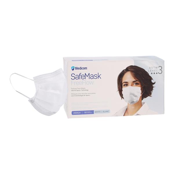 FreeFlow Face Mask, ASTM Level 3, White, 50/bx, 10 bx/cs (Not Available for sale into Canada)