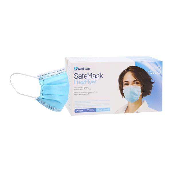 FreeFlow Face Mask, ASTM Level 3, Blue, 50/bx, 10 bx/cs (Not Available for sale into Canada)