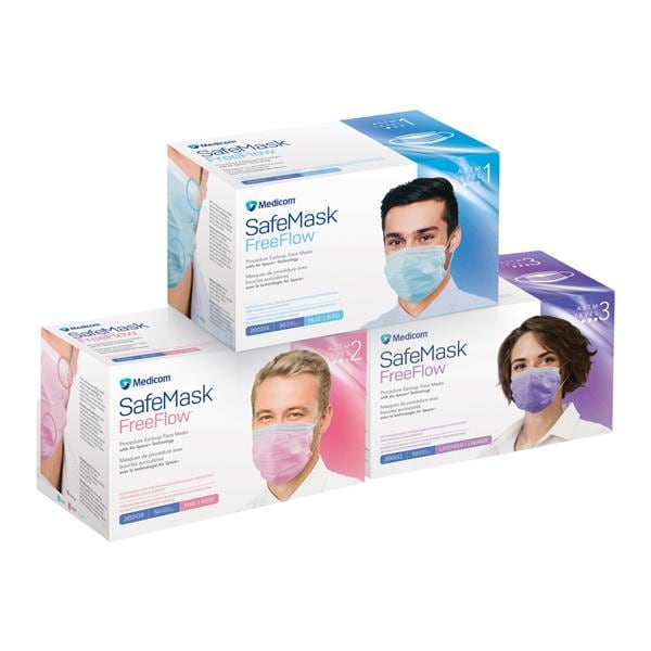 FreeFlow Face Mask, ASTM Level 3, Pink, 50/bx, 10 bx/cs (Not Available for sale into Canada)