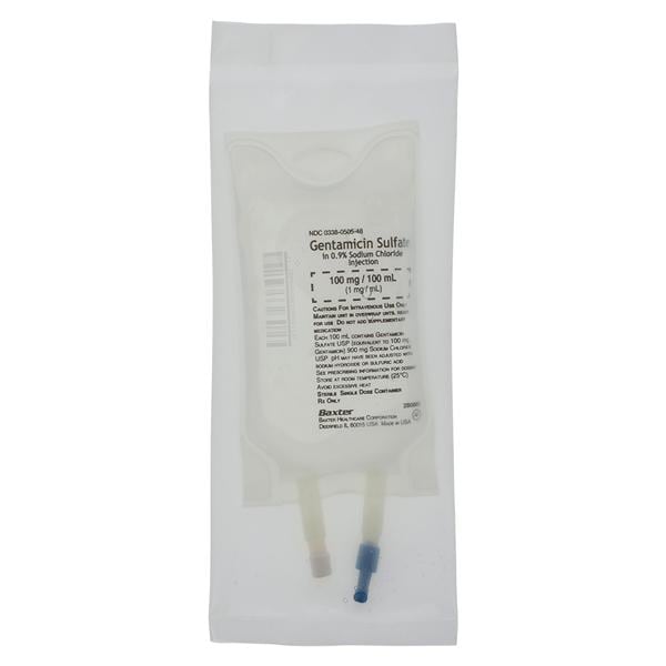 Gentamicin Sulfate, 0.9% Sodium Chloride Injection, 100 mg/ 100 ml, Viaflex Plastic Container, Liquid Premix, 24/cs (Rx) (Item is Non-Returnable) (Continental US Only, Excluding IN and ND) (Product Access Restricted. Check with your sales rep to verify eligibility)
