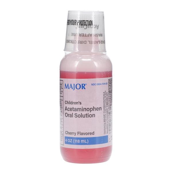 Acetaminophen, Oral Solution, Cherry, 160mg, 118mL, NDC# 00904-7014-20, 48/cs (US Only) (Item on Manufacturer Backorder - Inventory Limited when Available)