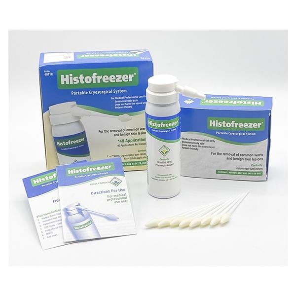 Histofreezer Kit, 401TC, Contains: (1) Canister of Cryogen, (40) 2mm Applicator Buds, (1) Instructions for Use, (1) Information Card, for 40-80 Treatments (US Only) (Item is considered HAZMAT and cannot ship via Air or to AK, GU, HI, MP, PR, VI)