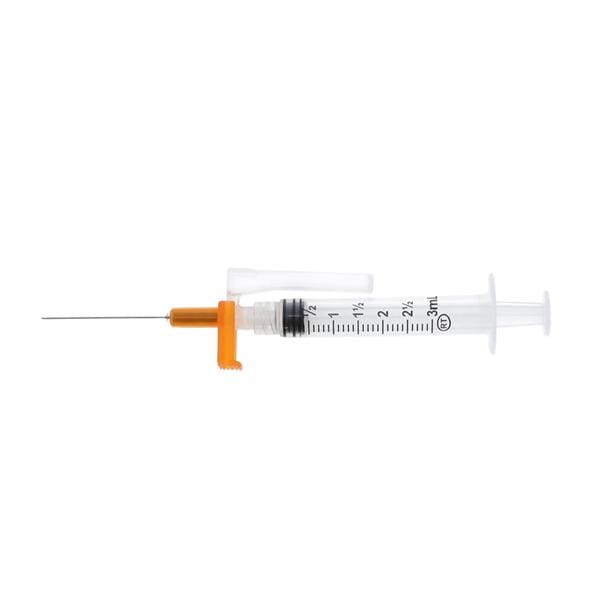 Safety Retractable Needle, 25G x 1 1/2" with 3mL Syringe, 400/cs