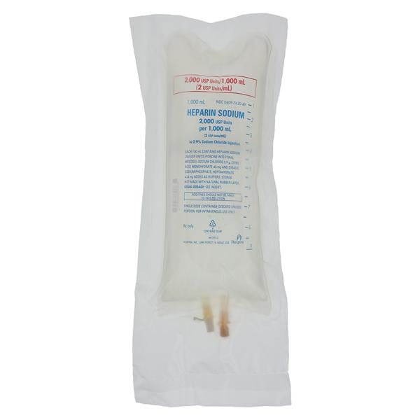 Heparin Sodium in 0.9% Sodium Chloride Injection, 2 units/ml, 1000 ml Flexible Container, 2 Port, 12/cs (Rx) (Item is Non-Returnable) (We must have your Wholesale Drug License on File before shipping this product) (US Only, Excluding IN and ND)
