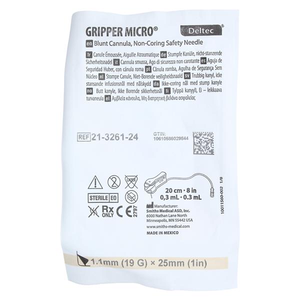 GRIPPER MICRO Blunt Cannula, Non-Coring Safety Needle, 19G x 1", without Y-Site, 12/bx (US Only)