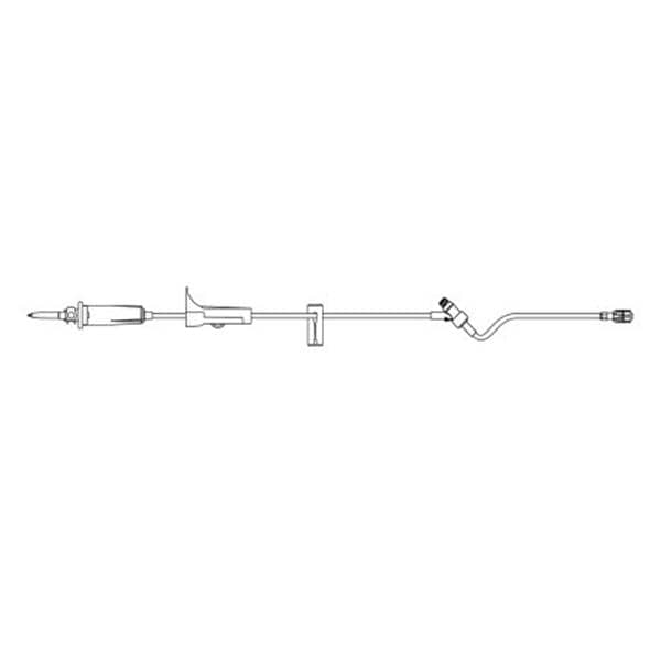 IV Admin Set, (15 drops/mL) Universal Spike, Roller Clamp, Side Clamp, Needle-Free Access Ports 8" Above Distal End, Sliding SPIN-LOCK Connector, DEHP-Free, Latex Free (LF), Priming Volume: 17mL, 86"L (213.4 cm), 50/cs (Rx) (Item is Non-Returnable) (Continental US+HI Only, Excluding IN and ND)