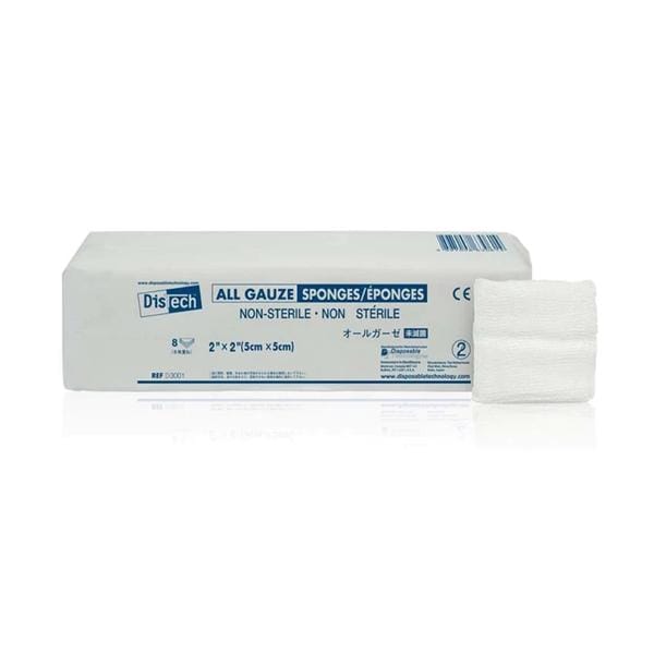 Gauze Sponge, 2" x 2", 8-Ply, Non-Sterile, 200 pk/bx, 25 bx/cs