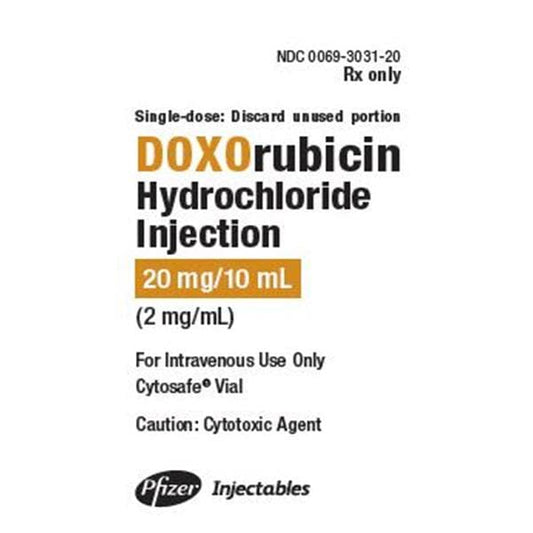 Doxorubicin Hydrochloride, USP, 20 mg/10 ml (2 mg/ml), SDV, 1/bx (Rx) (US Only, Excluding IN and ND) (Product is Non-Returnable)