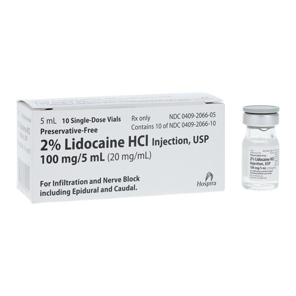 Lidocaine Hydrochloride Injection, USP, 20 mg/ml, 5 ml Vial, Single Dose, Glass Fliptop Vial, 10/bx (Rx) (Item is Non-Returnable) (We must have your Wholesale Drug License on File before shipping this product) (US Only, Excluding IN and ND)