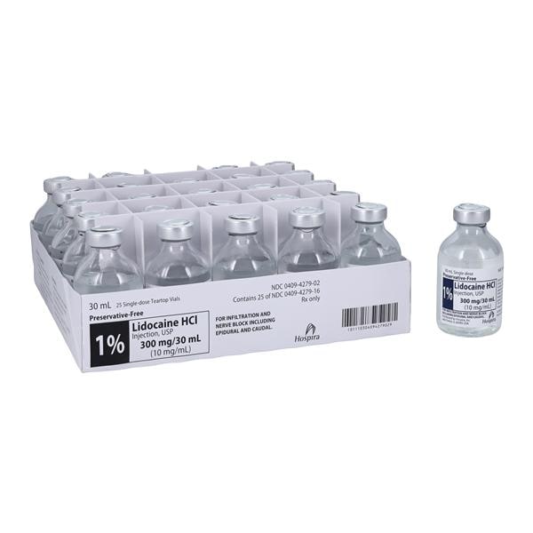 Lidocaine Hydrochloride Injection, USP, 10 mg/ml, 30 ml Vial, Single Dose, Glass Teartop Vial, 25/bx (Rx) (Item is Non-Returnable) (We must have your Wholesale Drug License on File before shipping this product) (US Only, Excluding IN and ND)