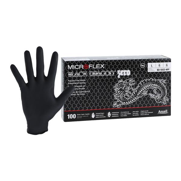 Exam Gloves, Nitrile, PF, Textured Fingers, Black, Large, 100/bx, 10 bx/cs (US Only)