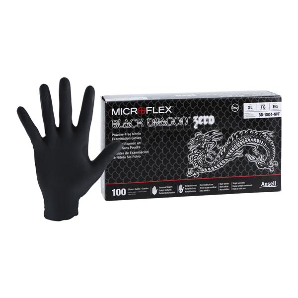 Exam Gloves, Nitrile, PF, Textured Fingers, Black, X-Large, 100/bx, 10 bx/cs (US Only)