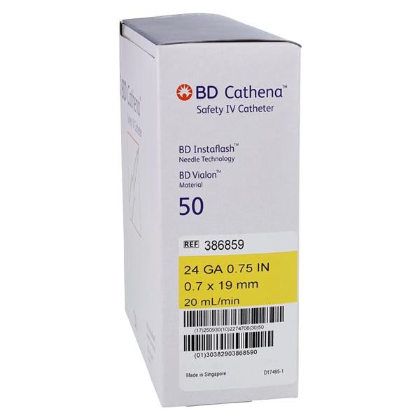 IV Catheter, Safety, 24G x 0.75", Straight, Instaflash Needle Technology, Vialon Catheter Material, 50/bx, 4 bx/cs (Continental US Only)