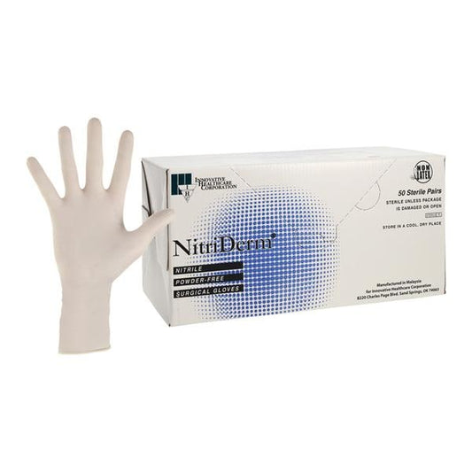 Gloves, Surgical, Size 8, Nitrile, Sterile, PF, Textured, 50 pr/bx, 4 bx/cs (56 cs/plt)