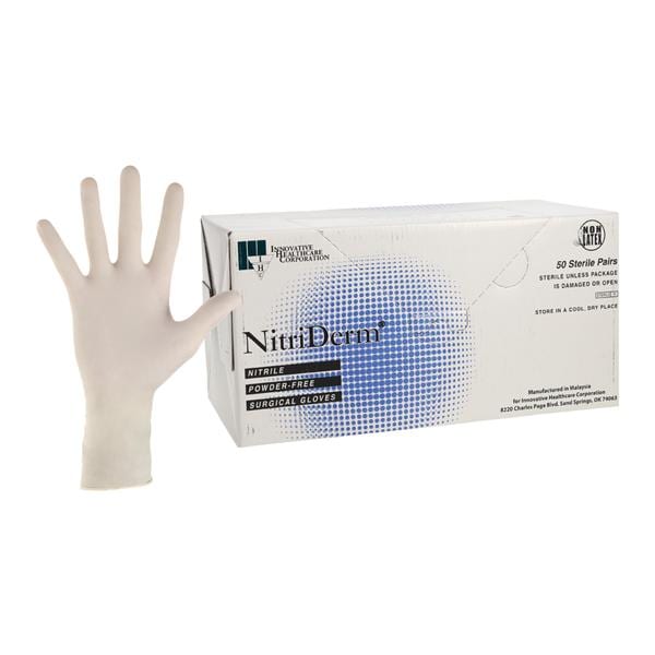 Gloves, Surgical, Size 8_, Nitrile, Sterile, PF, Textured, 50 pr/bx, 4 bx/cs (56 cs/plt)