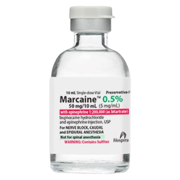 Marcaine with Epinephrine as the Bitartrate, 1:200,000, 5 mg/ml, 10 ml Vial, Single Dose, Glass Fliptop Vial, 10/bx (Rx) (Item is Non-Returnable) (We must have your Wholesale Drug License on File before shipping this product) (US Only, Excluding IN and ND)