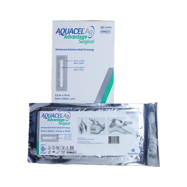 Ag Advantage Surgical, Enhanced Hydrofiber with Silver, 3.5" x 10", 10/bx (Continental US Only)