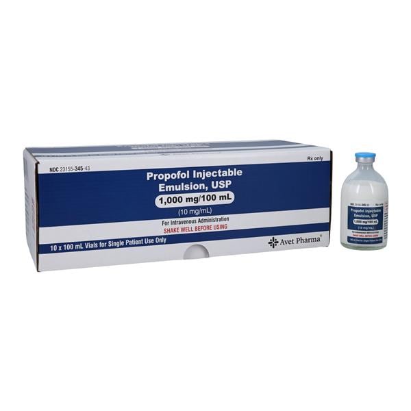 Propofol Injectable Emulsion, USP 1000 mg/100 ml (10 mg/ml), 10/bx (Rx) (US Only, Excluding IN and ND) (Product is Non-Returnable) 