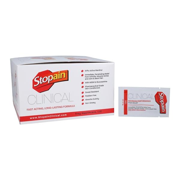 Stopain Clinical Gel Display Box, contains 100 -3g packets/bx (US SALES ONLY). (For resale to Healthcare Professionals only. Prices should only be viewable when a healthcare professional is logged in to an account on a dealers website.Products cannot be sold to retail stores or online retailers such as Amazon, Walmart,eBay, Alibaba, etc.)