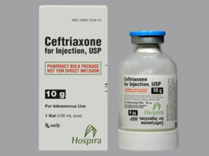 Ceftriaxone for Injection, USP, 10 g Bulk Package Glass Fliptop Vial (Rx) (Item is Non-Returnable) (We must have your Wholesale Drug License on File before shipping this product) (US Only, Excluding IN and ND)