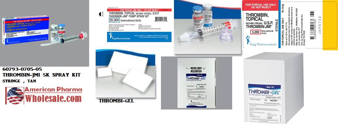 Thrombi-Gel (Thrombin/Gelatin Foam Hemostat), Size 100 with 2000 IU, Single Use Foam Pad in Tray, Sterile, 5/bx  (Rx) (Item is Non-Returnable) (We must have your Wholesale Drug License on File before shipping this product) (US Only, Excluding IN and ND)
