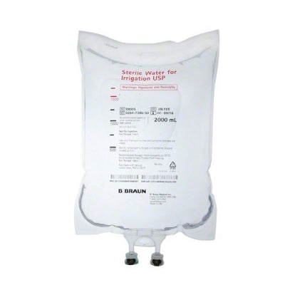 Sterile Water For Irrigation, USP, 2 Liter Bag (Rx) (Item is Non-Returnable), 4 bg/cs (Continental US+HI Only, Excluding IN and ND)&nbsp;&nbsp;<Strong style="color:red">Max weekly quantity allowed: 10</Strong>