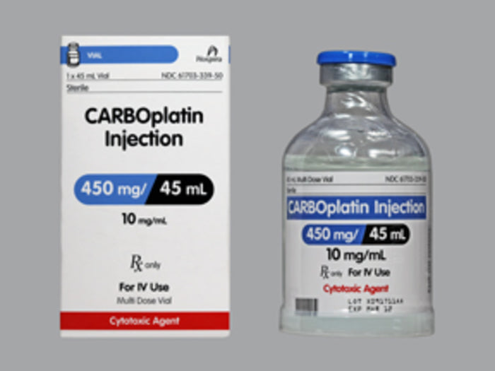 Carboplatin Injection, 10 mg/ml, 45 ml Vial, Multiple Dose, Onco-Tain Glass Fliptop Vial (Rx) (Item is Non-Returnable) (We must have your Wholesale Drug License on File before shipping this product) (US Only, Excluding IN and ND)