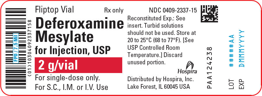 Deferoxamine Mesylate for Injection, USP, 2 g Vial, Single Dose, Glass Fliptop Vial, 4/bx