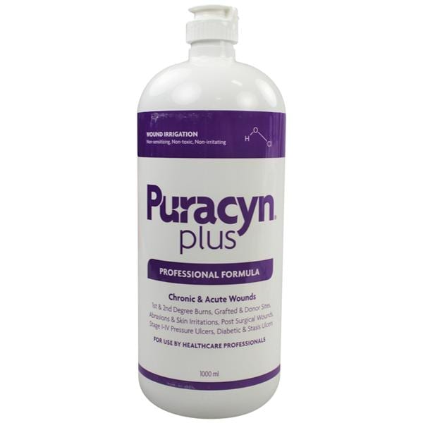 Puracyn Plus Professional, Wound Irrigation & Management Solution, Non-Sterile, Antimicrobial, 1000 ml (32 oz), Septum Cap, 6/cs (US Only)